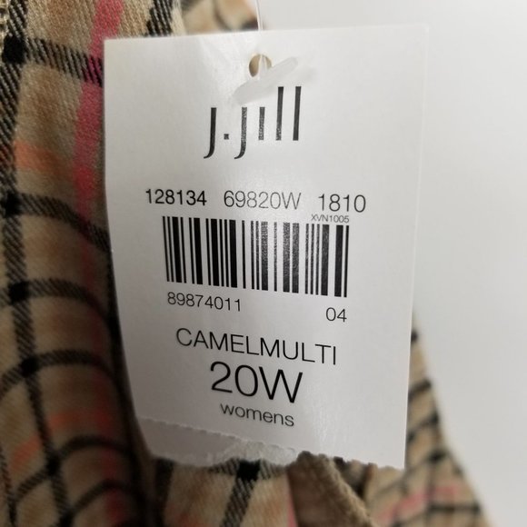 Gently worn- J. Jill Camel Plaid Women's Multicolor Pants Size 20W - Picture 3 of 10